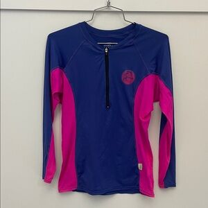 O'Neill women’s Navy and Magenta Long Sleeve front zip Rash Guard size Large